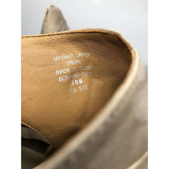 Earthies Earth Santo Taupe Suede Leather Peep Ankle Wedge Booties Women sz 10B - Picture 4 of 16